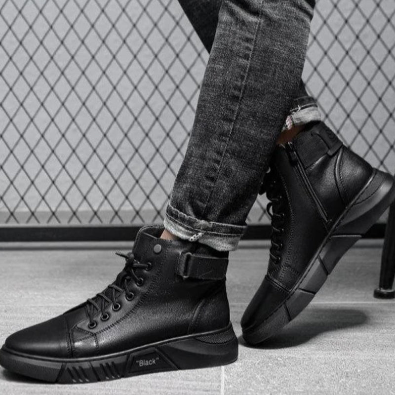 Svarte Boots™ | Svarte varme lærstøvler