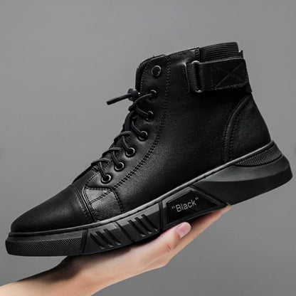 Svarte Boots™ | Svarte varme lærstøvler