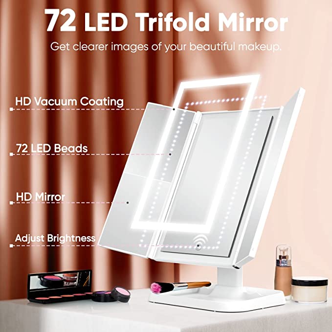 Vanity Mirror™ | Trifold Sminke Speil med trefarget LED-lys
